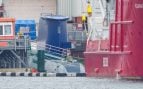 Submarino INS Drakon de la Armada israelí atracado en el astillero de Kiel, Alemania