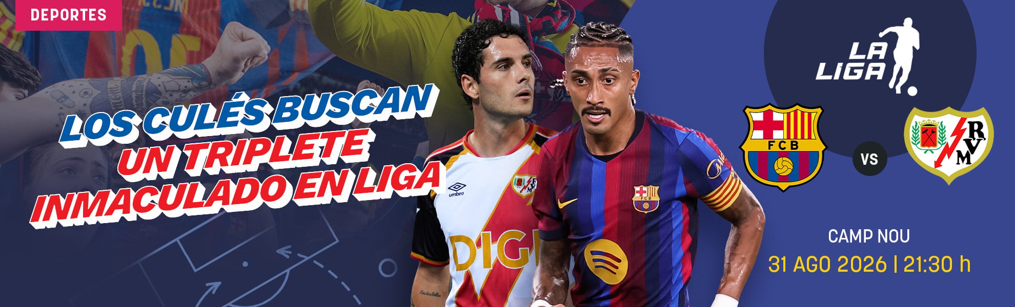 Barcelona - Rayo Vallecano: los culés buscan un triplete inmaculado en Liga