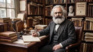 Karl Marx, filósofo y economista alemán. Imagen generada con IA.