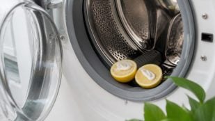 Limón y pasta de dientes para limpiar la lavadora
