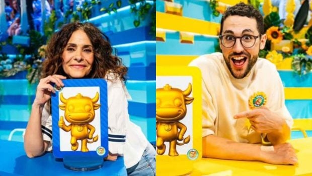 Melani Olivares y Galder Varas en el plató del Grand Prix (RTVE).