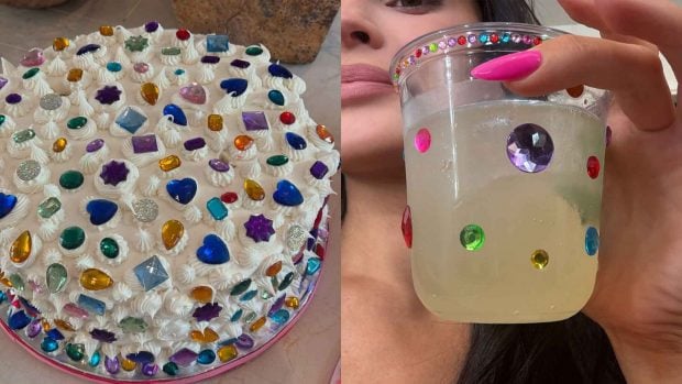 Kylie Jenner en dos imágenes de la fiesta de su cumpleaños publicadas en redes sociales (Instagram).