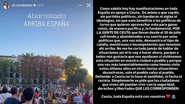 Carla Barber desde una manifestaci&oacute;n y la reflexi&oacute;n de Roc&iacute;o Camacho. (Fotos: Redes Sociales)
