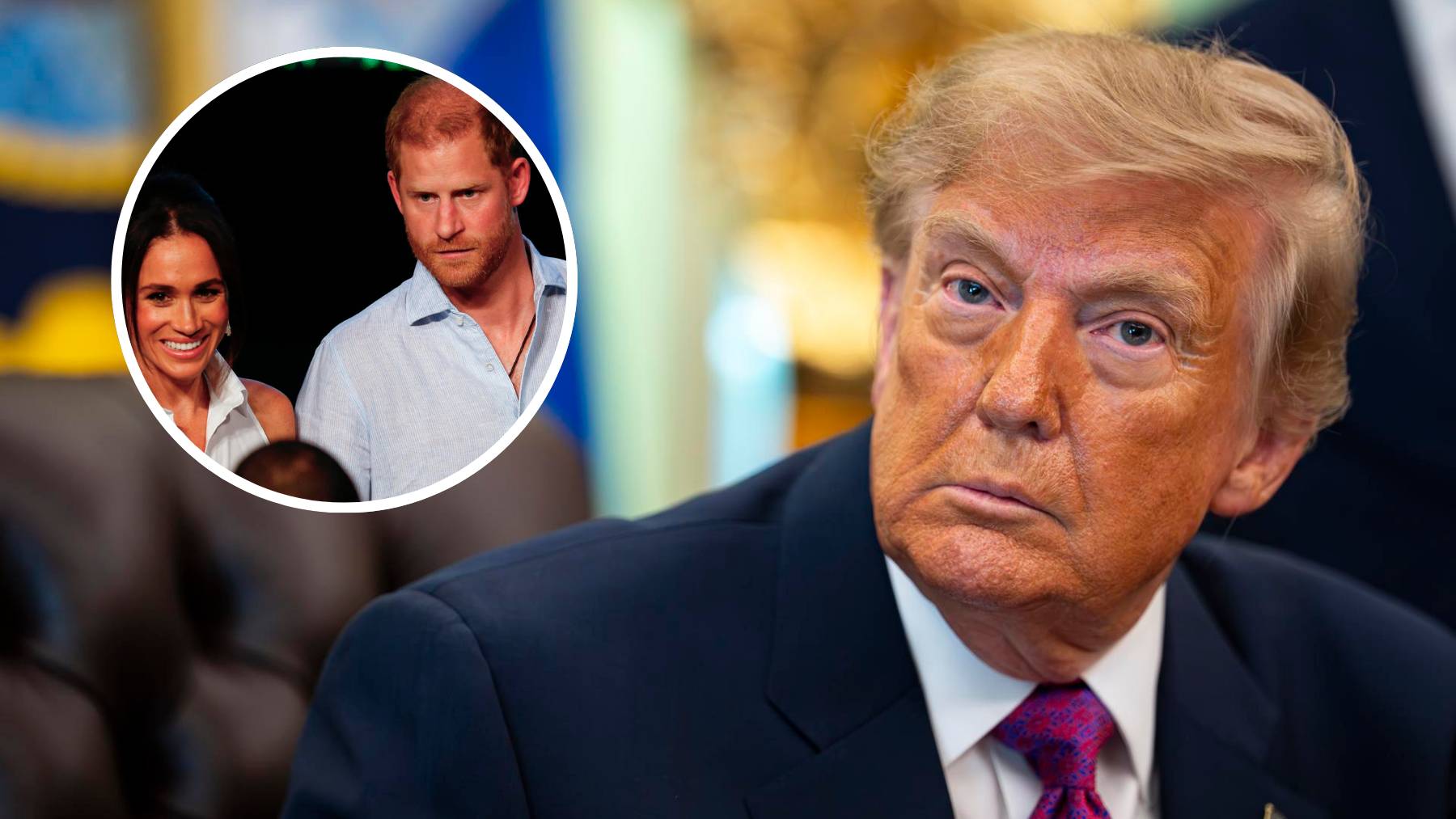 Meghan Markle, el príncipe Harry y Donald Trump. (Foto: EFE)
