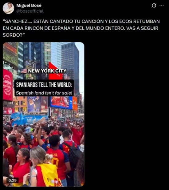 Captura de pantalla de los mensajes de Miguel Bos&eacute; contra Pedro S&aacute;nchez (X)