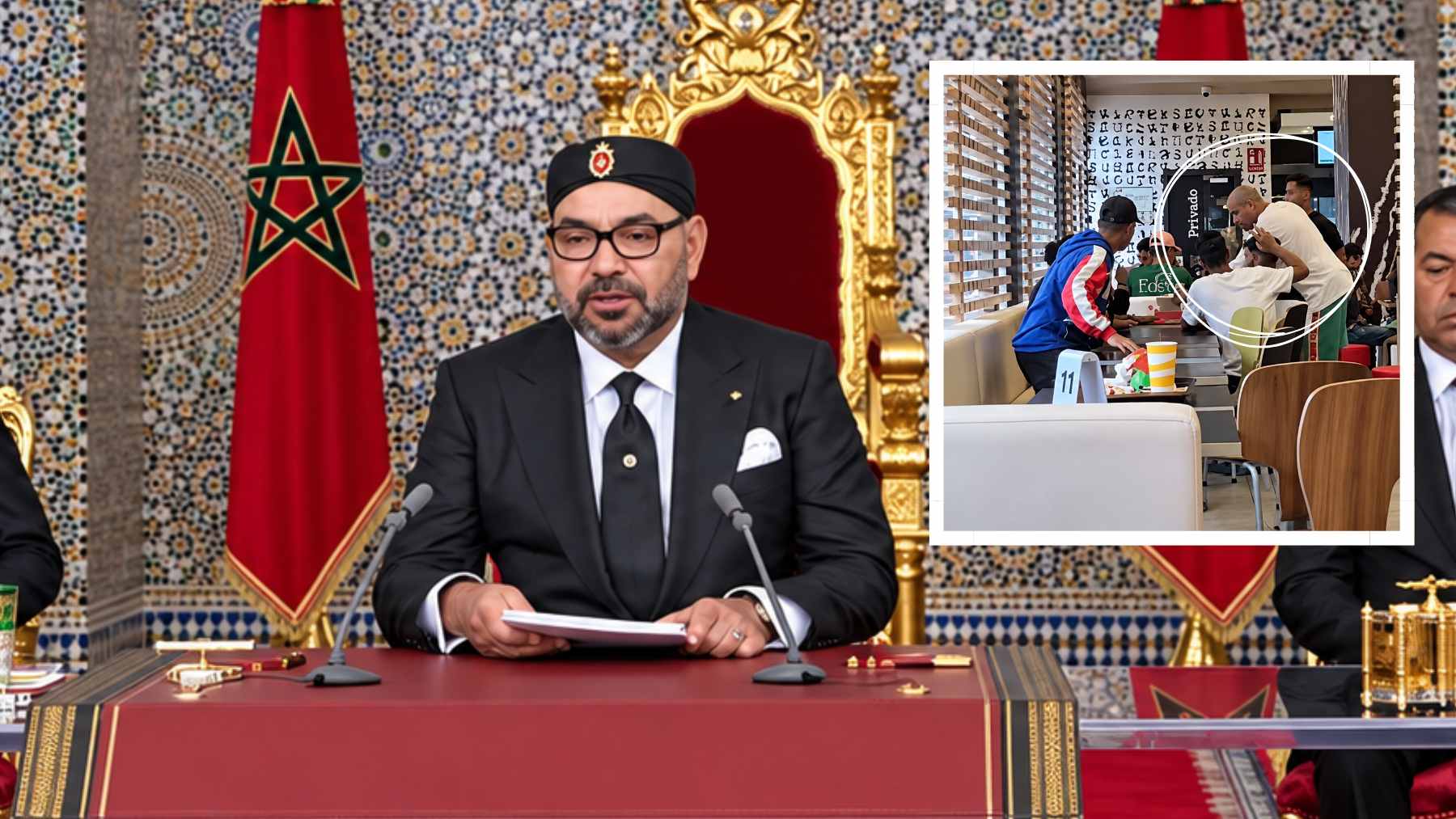 El rey Mohamed VI y Abu Bakr Azaitar. (Foto: Europa Press/zoom.fnideq)