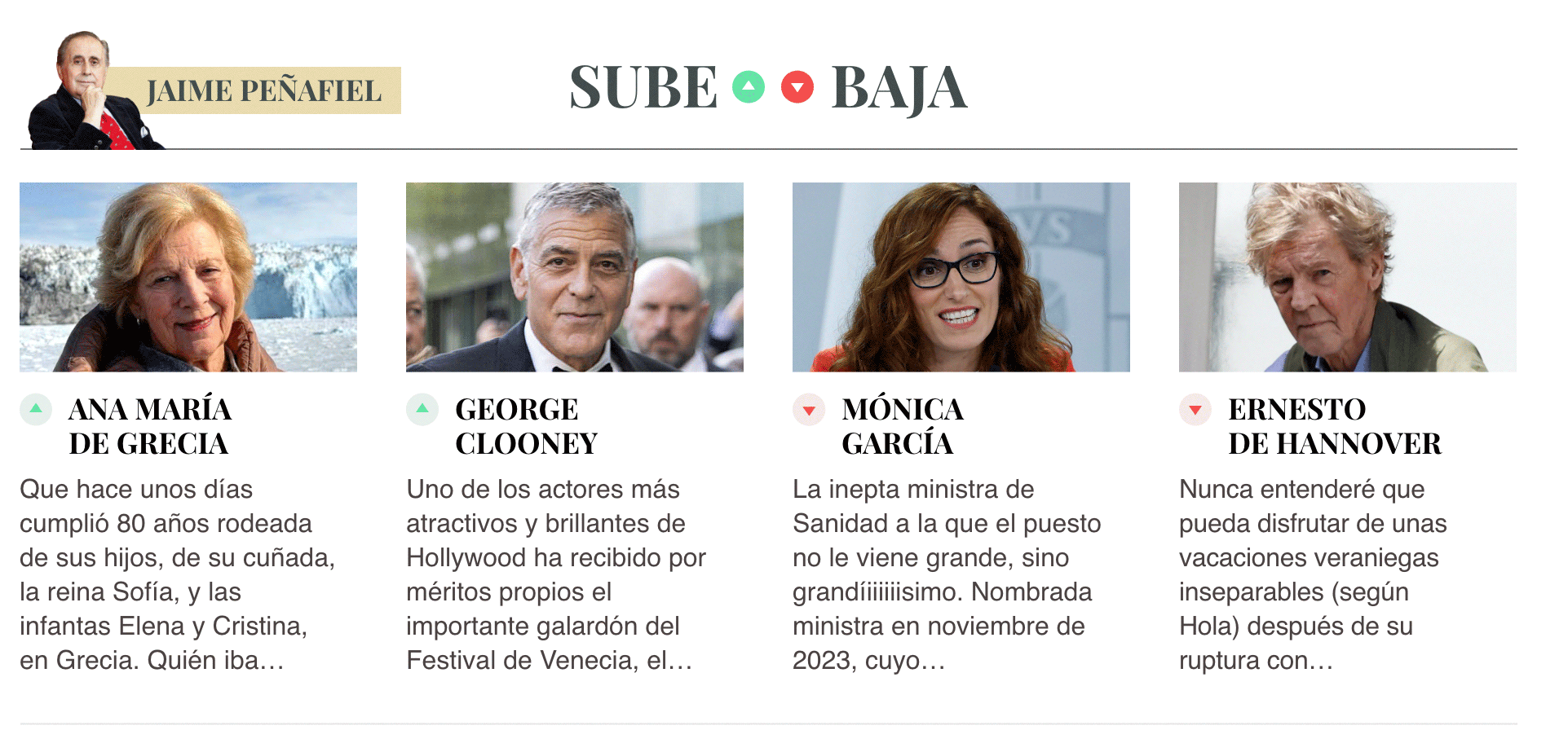 Sube & Baja, por Jaime Peñafiel: semana del 29 de agosto al 4 de septiembre