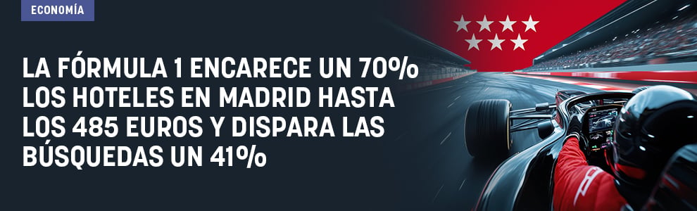 La Fórmula 1 encarece un 70% los hoteles en Madrid hasta los 485 euros y dispara las búsquedas un 41%