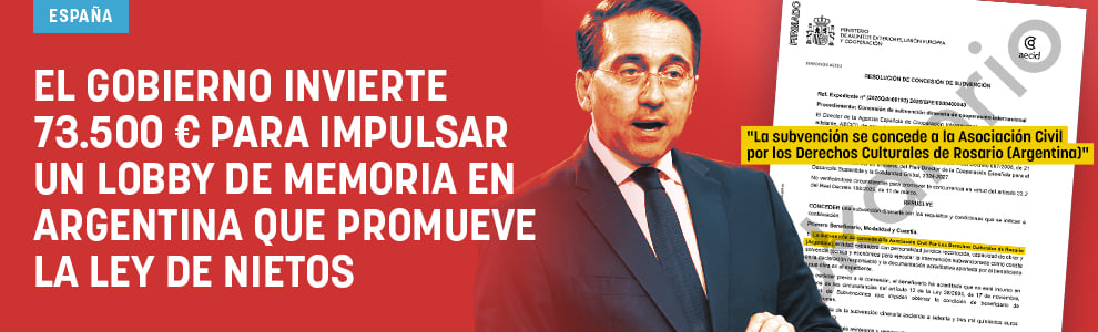 El Gobierno invierte 73.500 € para impulsar un lobby de memoria en Argentina que promueve la Ley de Nietos