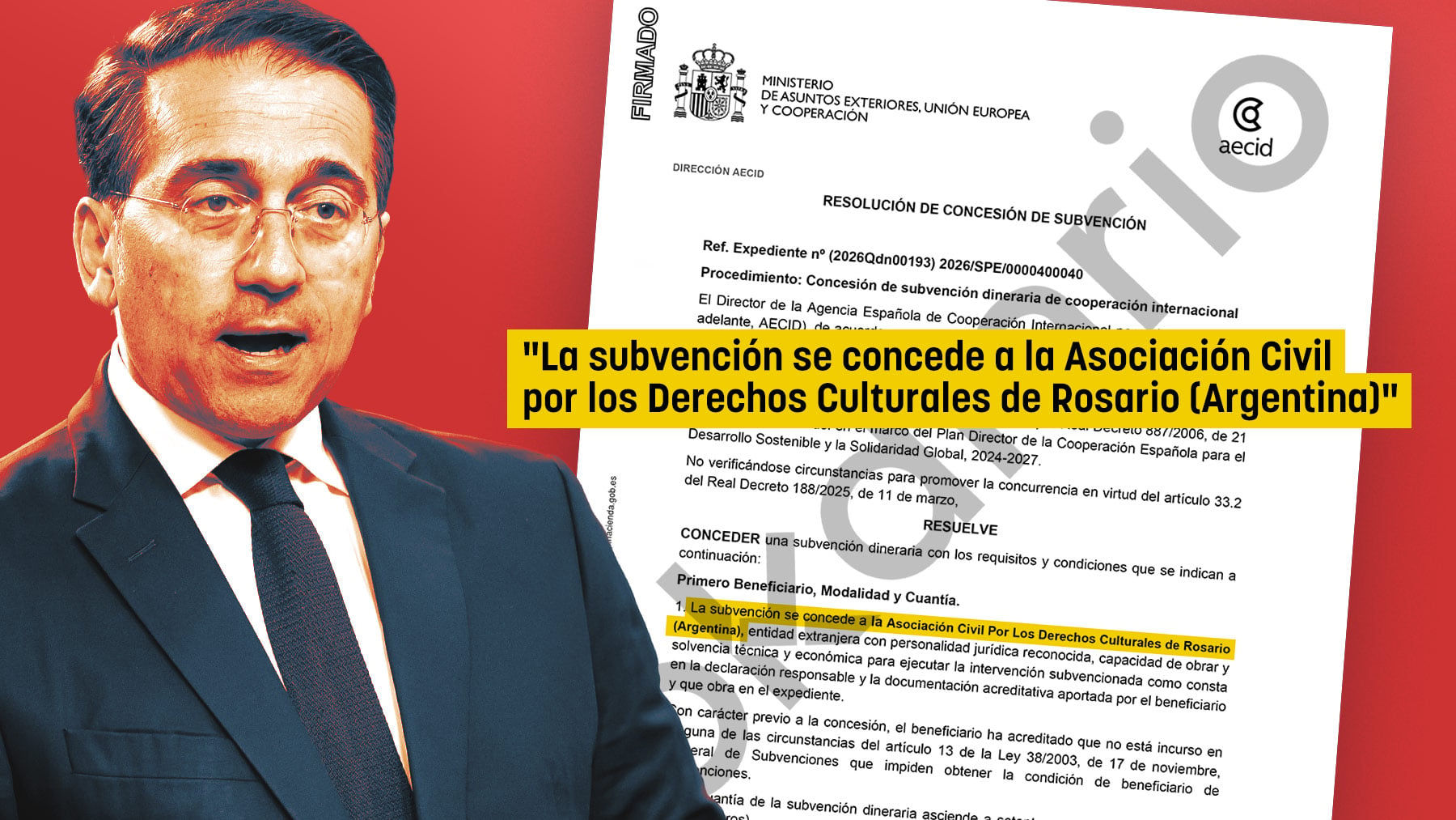 Albares y la resolución de la subvención.