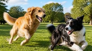 Perros corran y salten