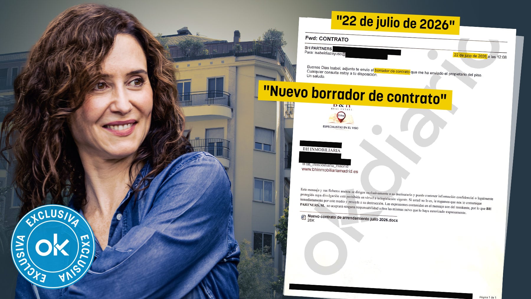 El mail que prueba que Ayuso cerró el alquiler de su piso actual una semana antes de que