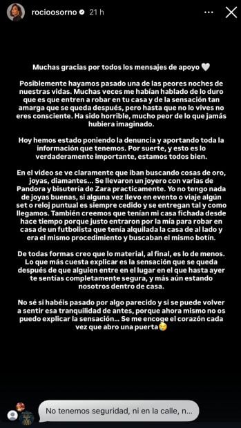 Rocío Osorno lanza un comunicado tras el robo. (Foto: Redes Sociales)