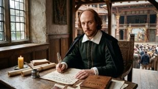 William Shakespeare. Imagen generada con IA.