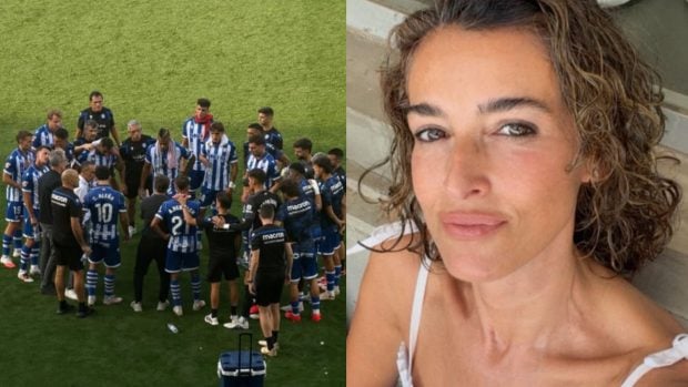 Blanca Romero, desde el estadio del Alav&eacute;s. (Fotos: Redes Sociales)