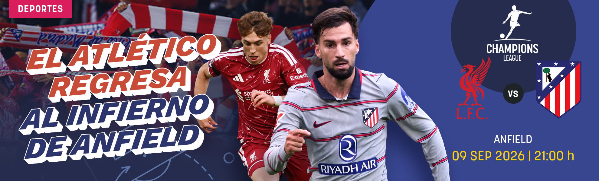 El Atlético regresa al infierno de Anfield