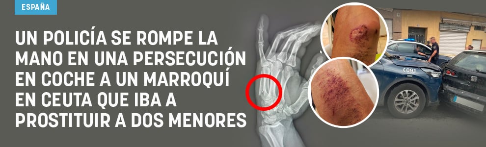 Un policía se rompe la mano en una persecución en coche a un marroquí en Ceuta que iba a prostituir a dos menores