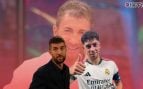 Montaje de imágenes de Pablo Motos, David Broncano y el jugador del Real Madrid Fede Valverde (RTVE/Atresmedia/X).