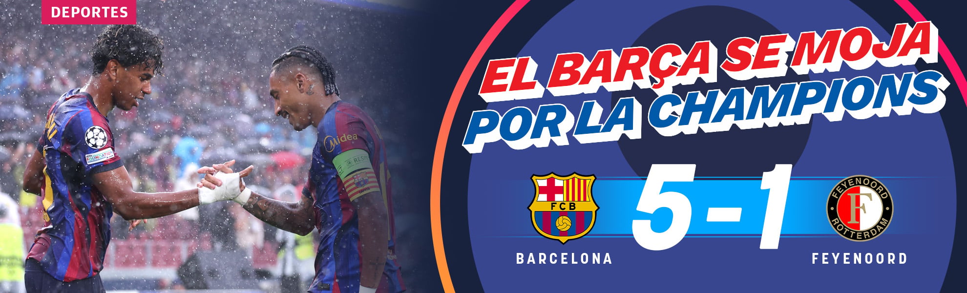 El Barcelona se moja por la Champions goleando al Feyenoord