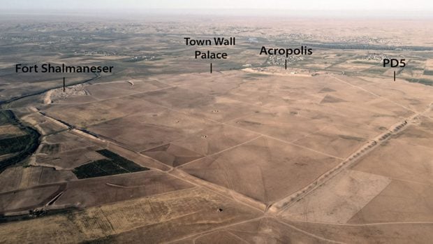 Vista a&eacute;rea de Nimrud desde el noreste. Foto: F. Simi / NiLTAP, en Morandi Bonacossi y Simi, Antiquity (Cambridge University Press, 2026).