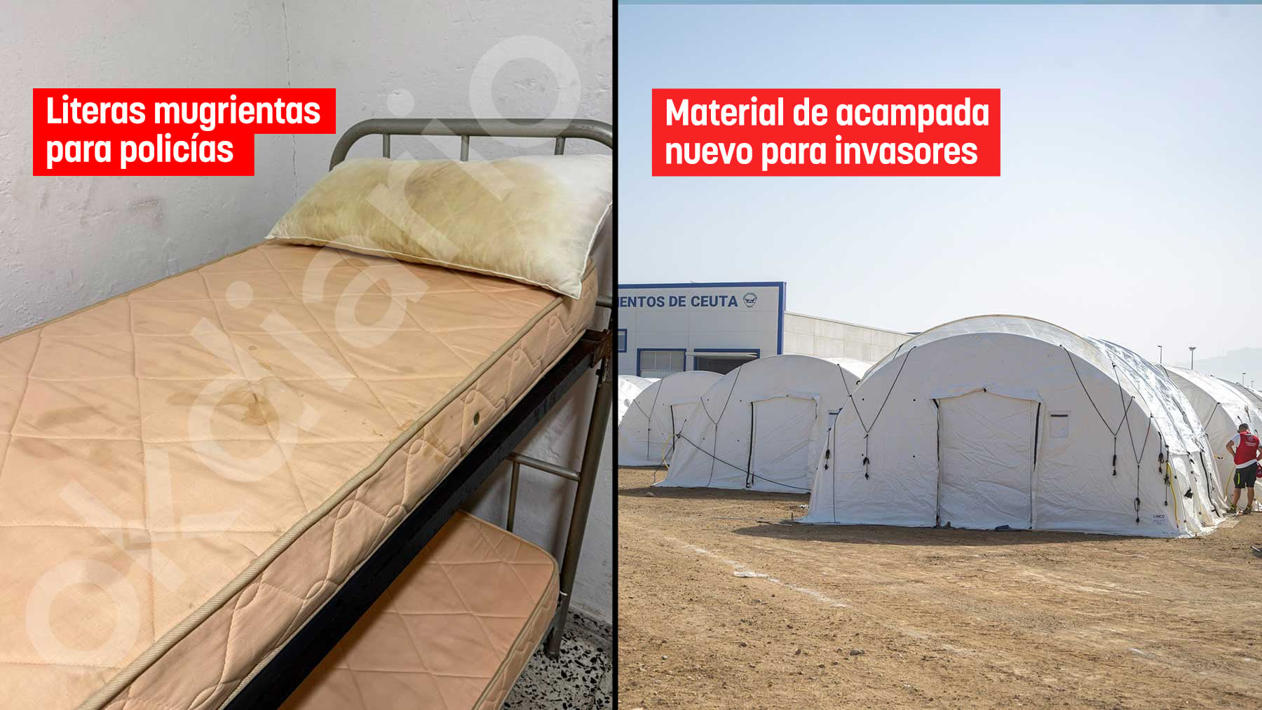 El Gobierno tiene a los policías en Ceuta durmiendo en camas mugrientas mientras a los ilegales se las pone nuevas