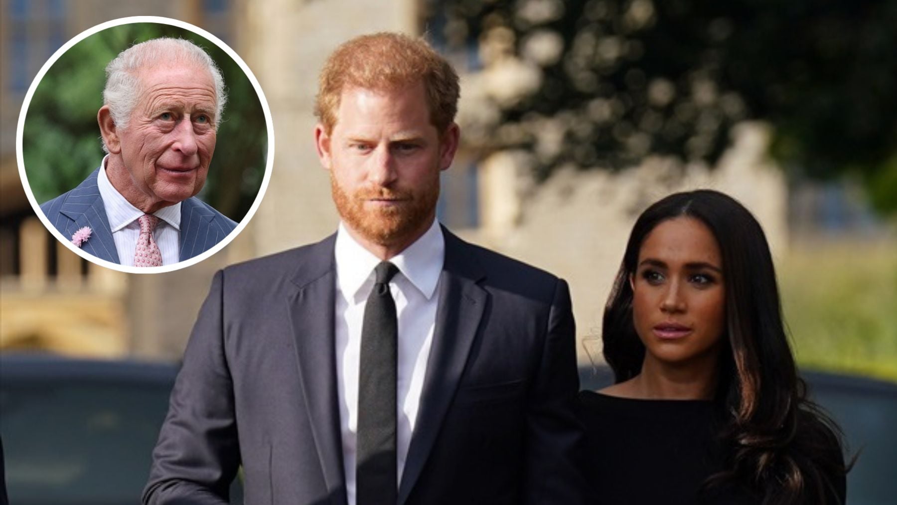 Carlos III, Harry y Meghan. (Fotos: Europa Press)
