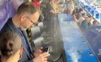Lluvia en la tribuna de prensa del Camp Nou