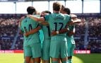 El Barcelona celebra un gol ante el Levante