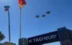 Tres Eurofighter del Ejército del Aire sobrevuelan Madring pero no dibujan en el cielo la bandera de España