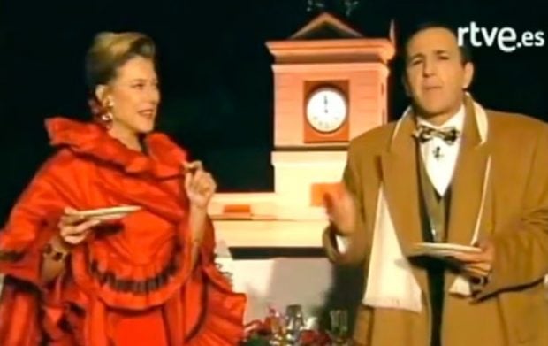 Concha Gal&aacute;n y Berm&uacute;dez en las Campanadas de 1997 (RTVE).