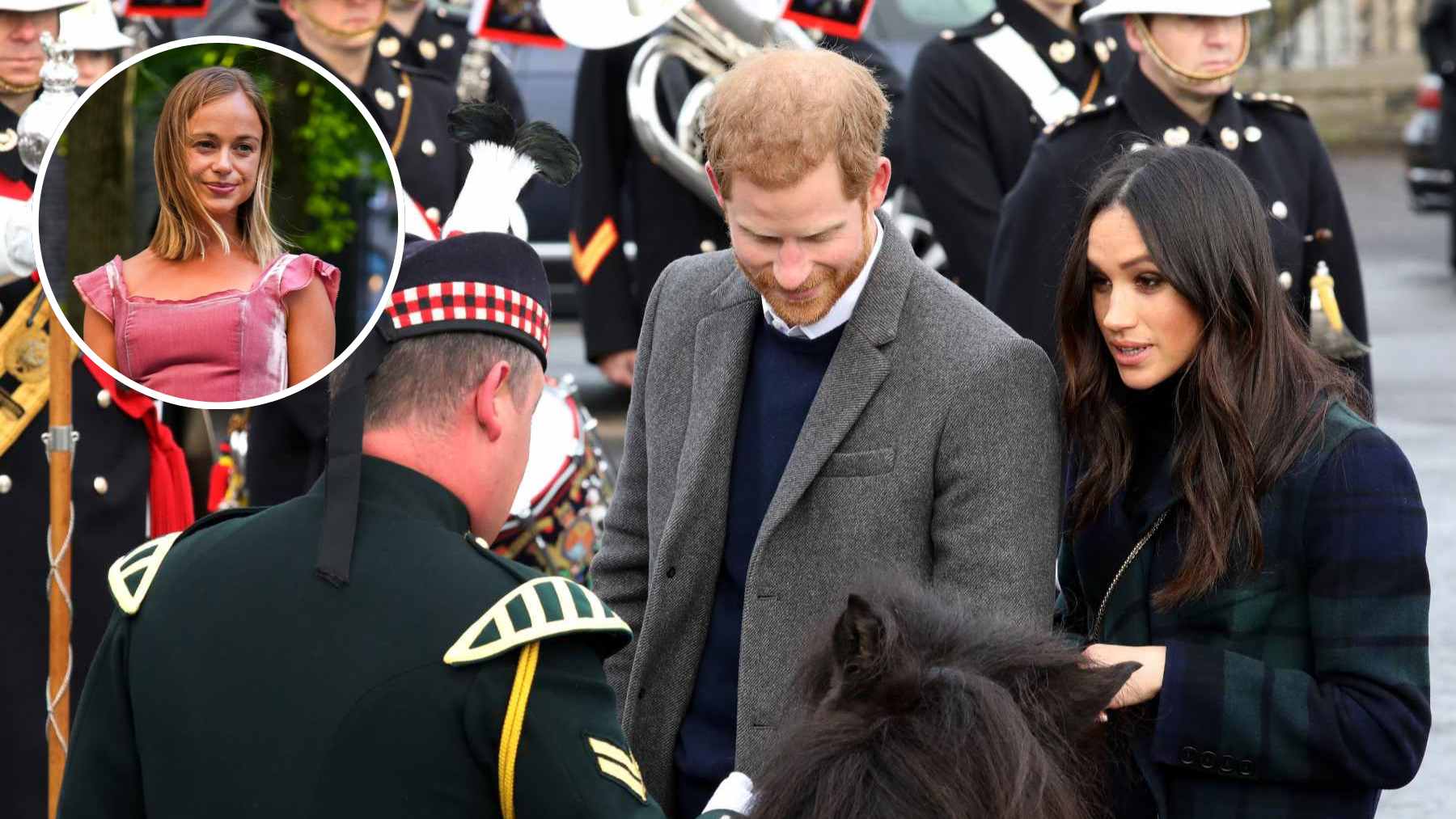 Lady Amelia y el príncipe Harry junto a Meghan Markle. (Foto: Europa Press)