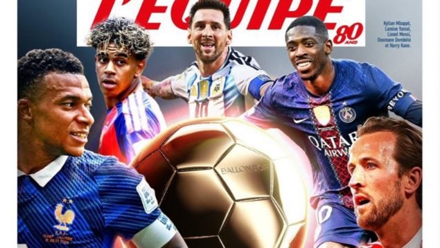 A L'Equipe címlapja világossá teszi az Aranylabda öt jelöltjét: kitörölték Rodrit Messi kedvéért