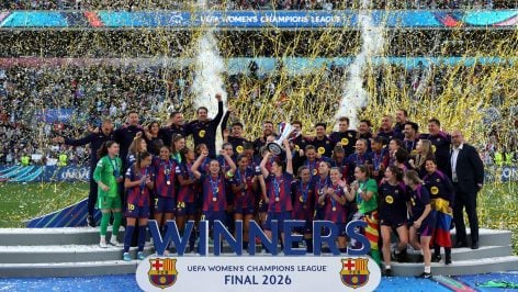 El Barcelona femenino celebra la Women’s Champions League (Getty)