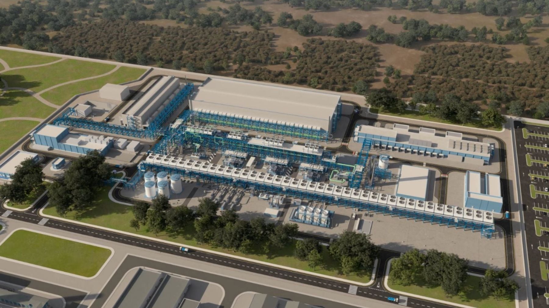 Planta de Hidrógeno verde Moeve en Huelva. (Recreación Moeve).