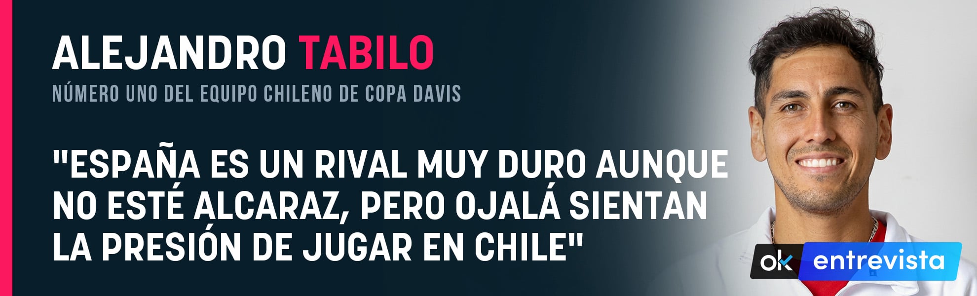 Tabilo: España es un rival muy duro aunque no esté Alcaraz, pero ojalá sientan la presión de jugar en Chile