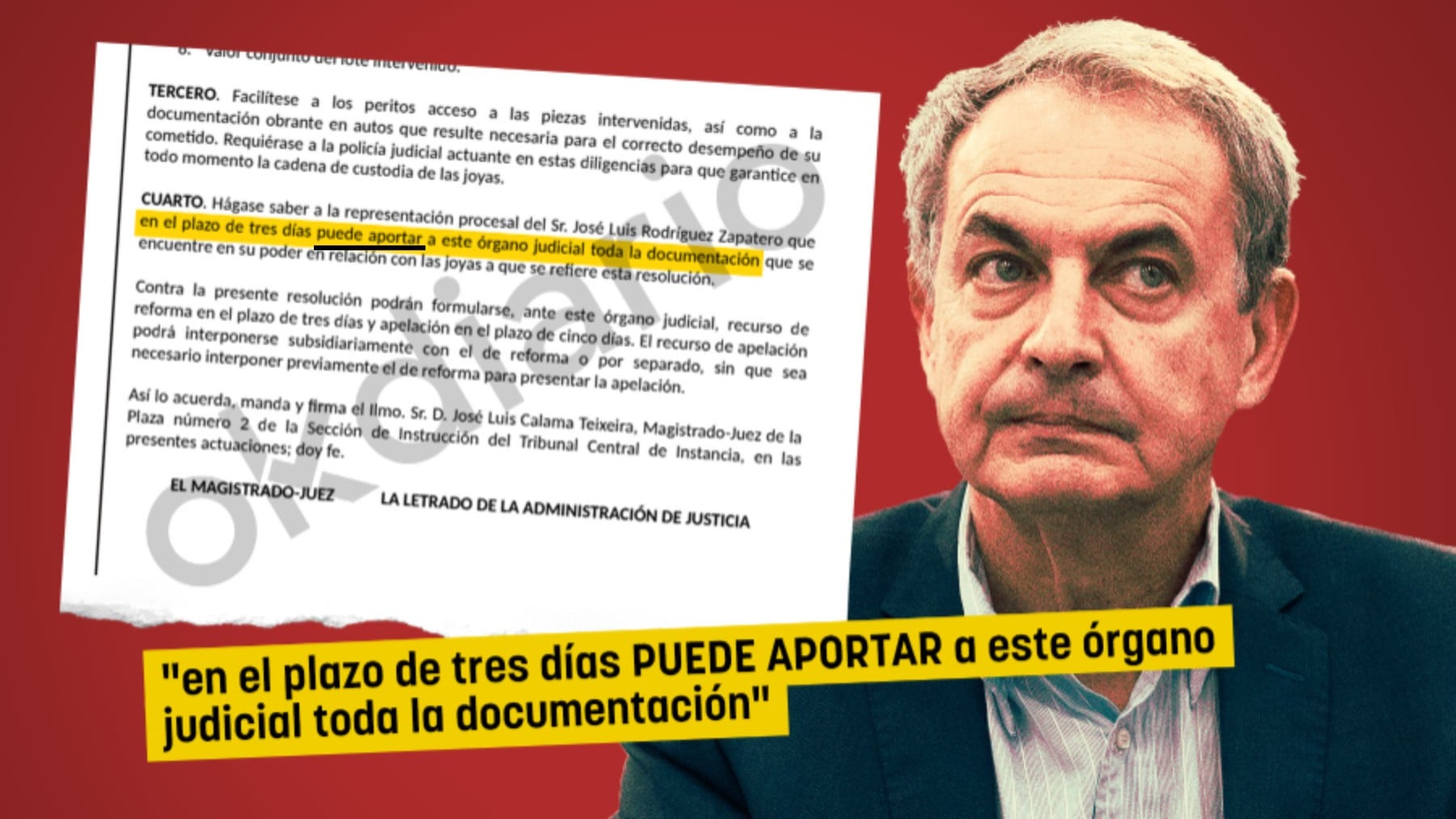 Zapatero desafía a Calama: no dará explicaciones a las joyas en el plazo de 3 días porque no es una obligación