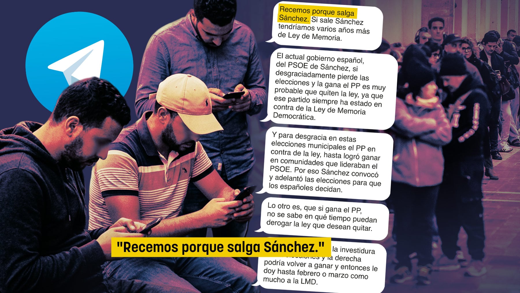 El mensaje que circula en los grupos de Telegram de los beneficiados por la Ley de Nietos: Recemos porque salga Sánchez