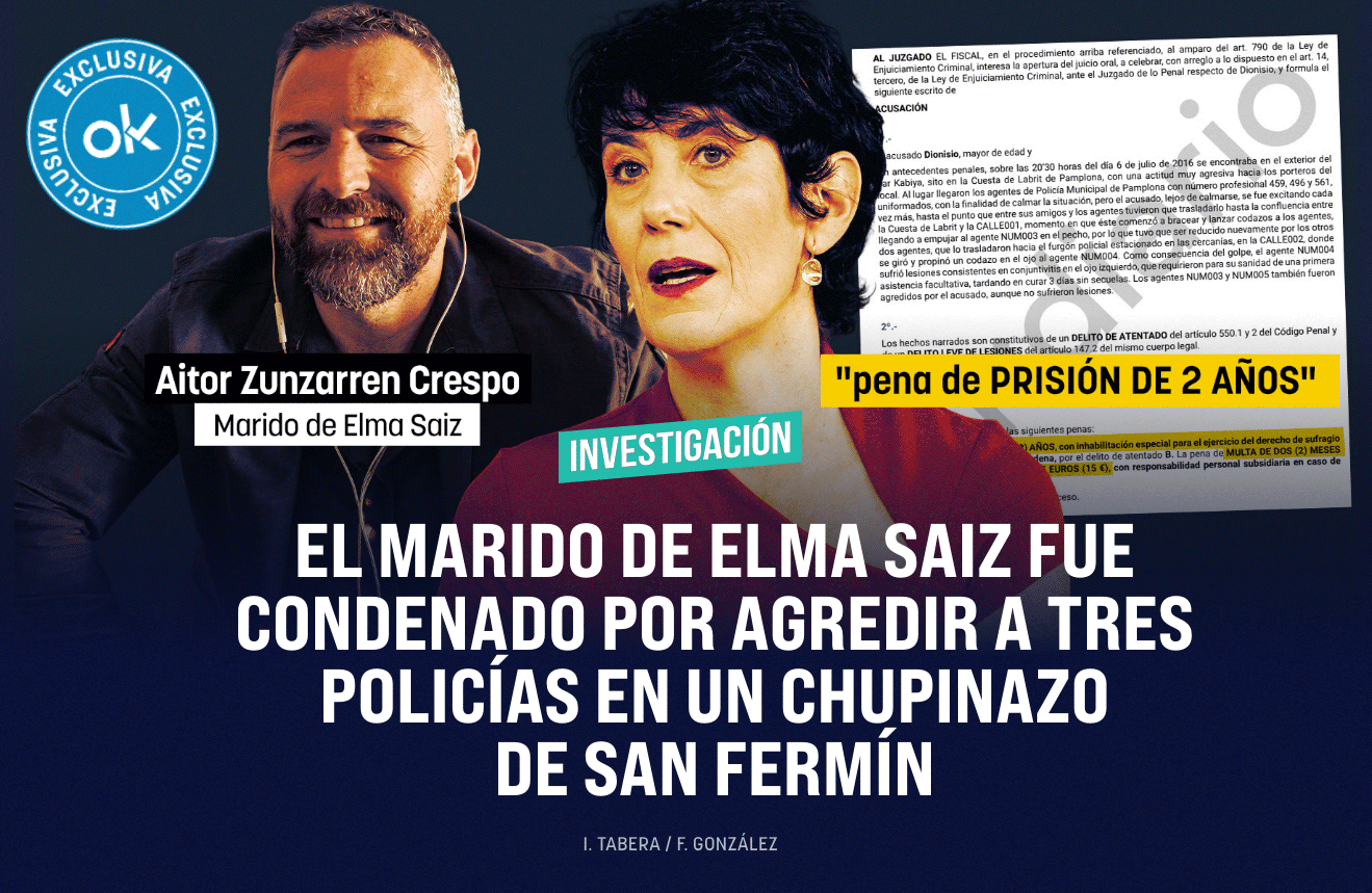 El marido de la ministra Elma Saiz fue condenado por agredir a tres policías en un chupinazo de San Fermín