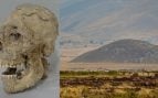A la izquierda, el cráneo del individuo boliviano precolombino (ID Eurac: 2730) del que se extrajo la muestra dental analizada en el estudio; a la derecha, el paisaje del Altiplano boliviano en el municipio de Umala (La Paz). Foto: Valverde et al., Nature Communications (2026) / VSgio, CC BY-SA 4.0, vía Wikimedia Commons