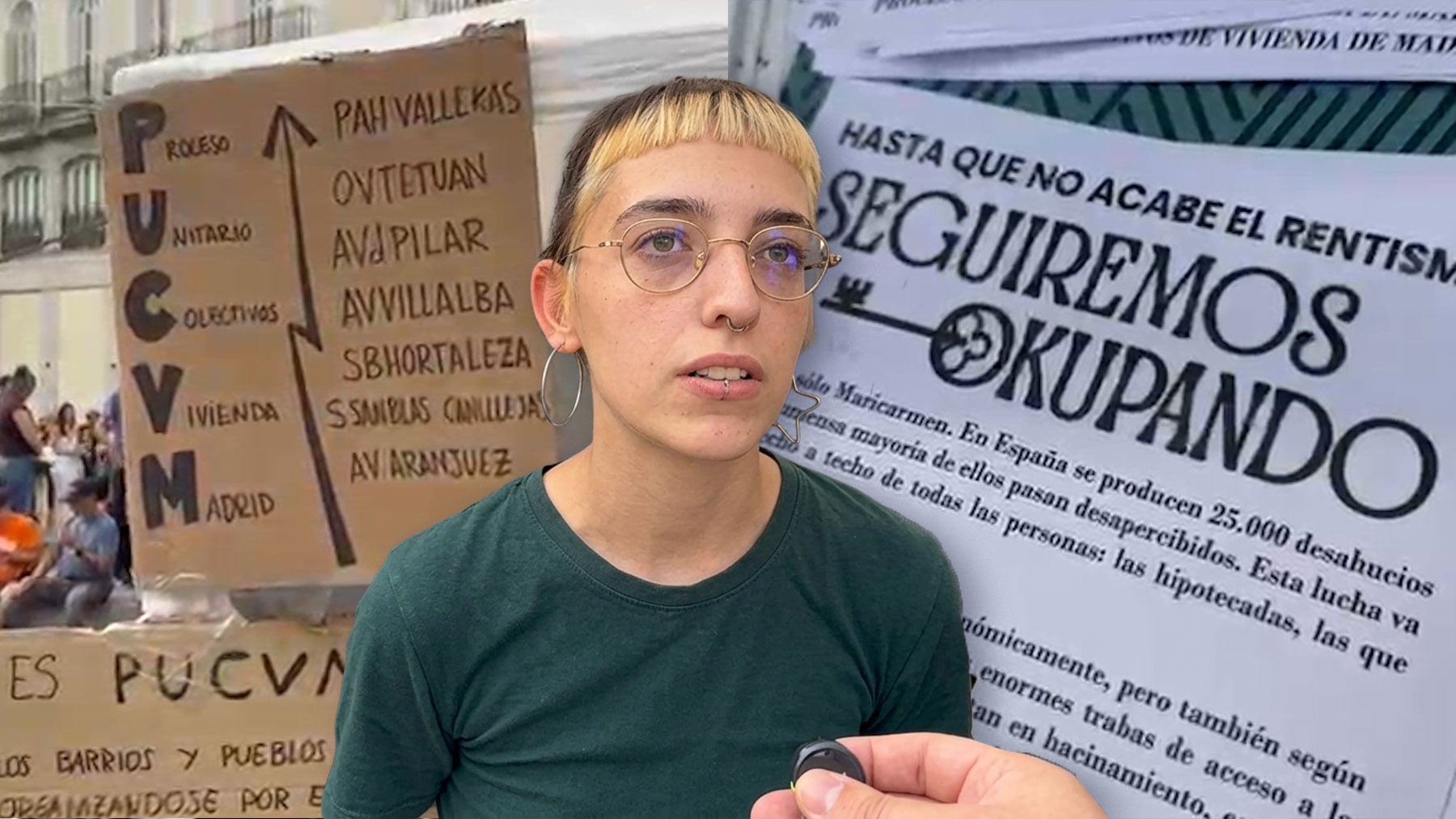 Un grupo monta una carpa en la acampada de Sol para enseñar a los manifestantes cómo okupar viviendas