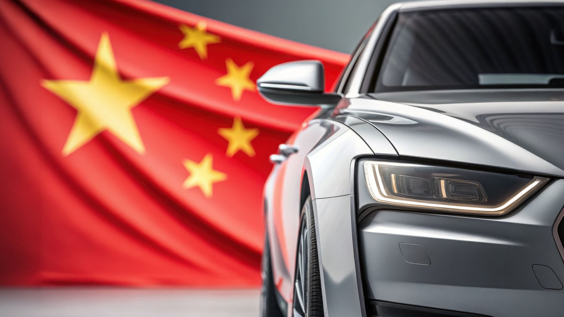 Un coche y la bandera de china