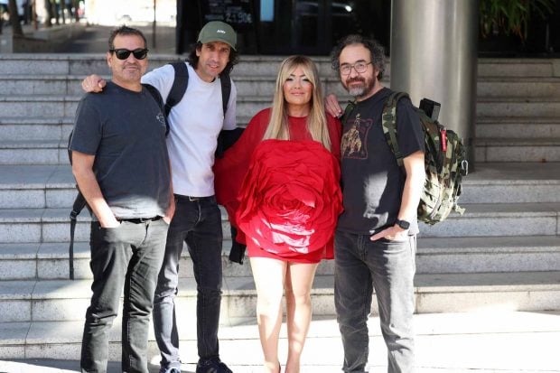 Álvaro Fuentes, Haritz Garde, Amaia Montero y Xabier San Martín en Madrid. (Foto: Europa Press)