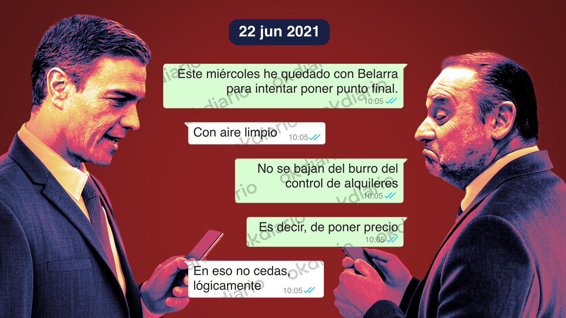 Los chats de Sánchez dando instrucciones a Ábalos para plantar cara a Podemos con la vivienda: No cedas al control del alquiler