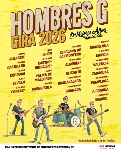 Cartel de la gira por Espa&ntilde;a de Hombres G (Fuente: Live Nation)