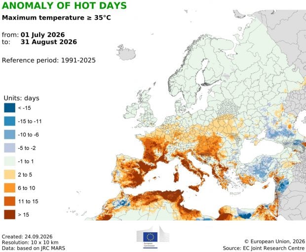 Días de calor anómalos en Europa. 