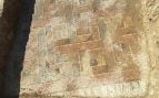 Uno de los seis mosaicos romanos del siglo IV hallados en Qesarat, en el sur de Albania, con motivos geométricos de teselas de varios colores. Foto: Parque Nacional del Río Salvaje Vjosa