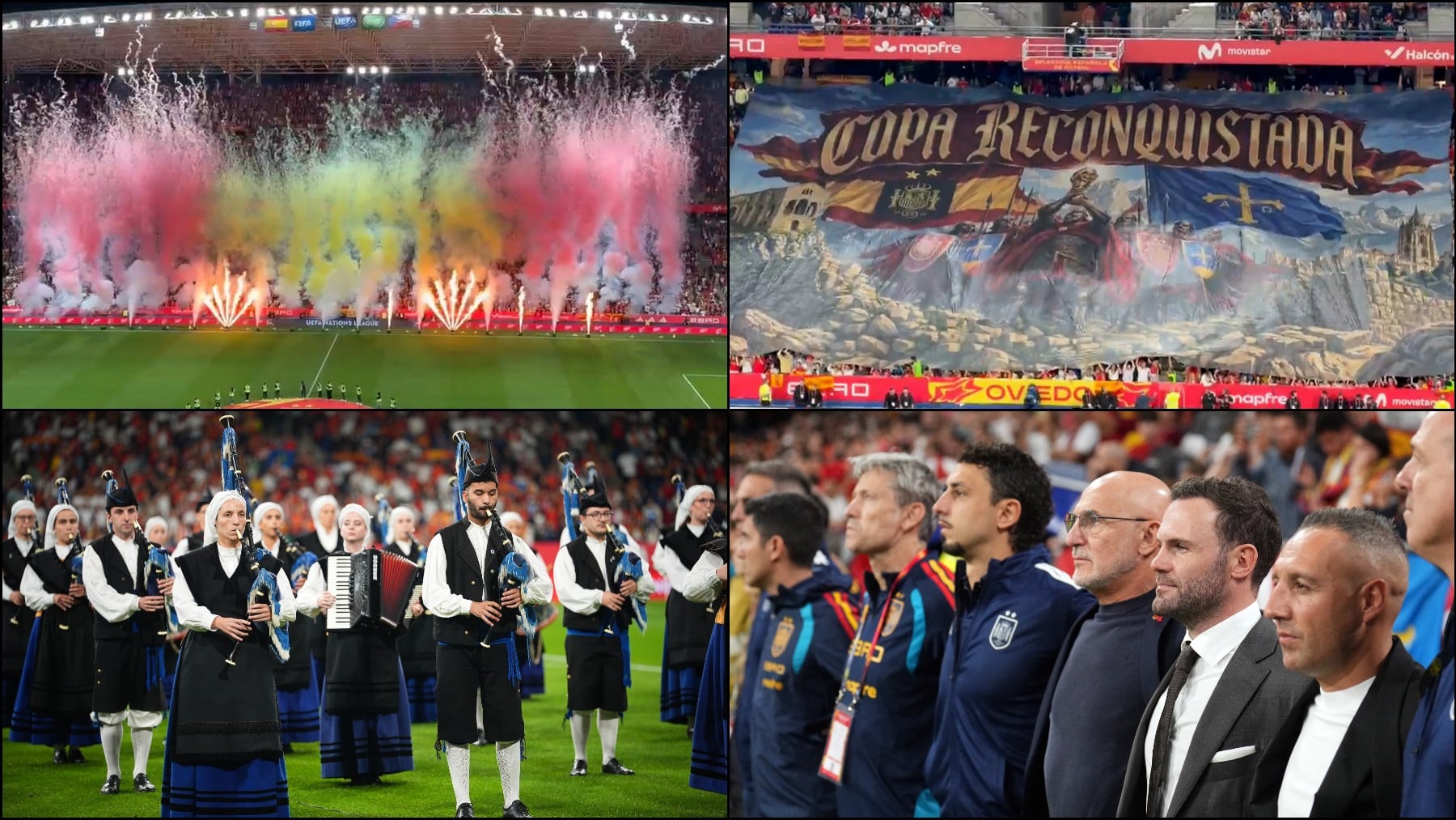 Asturias reconquista la Copa del Mundo al son del himno de España y las gaitas