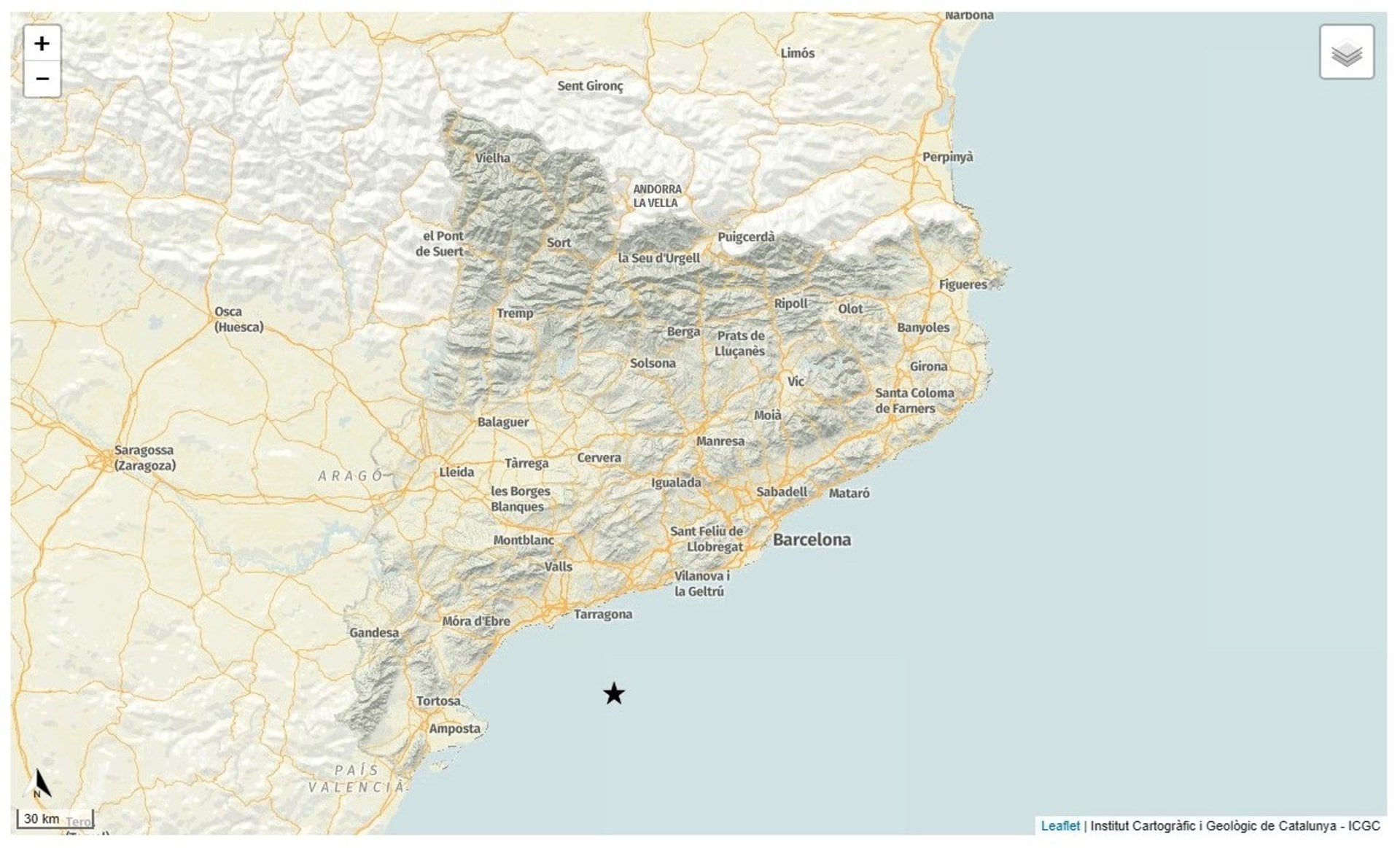 Un terremoto de magnitud 3,1 se registra en el Mediterráneo entre Cataluña y Baleares sin causar daños
