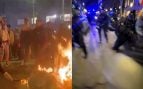 Una protesta por la vivienda en Barcelona acaba en disturbios y cargas de los Mossos contra radicales de izquierda