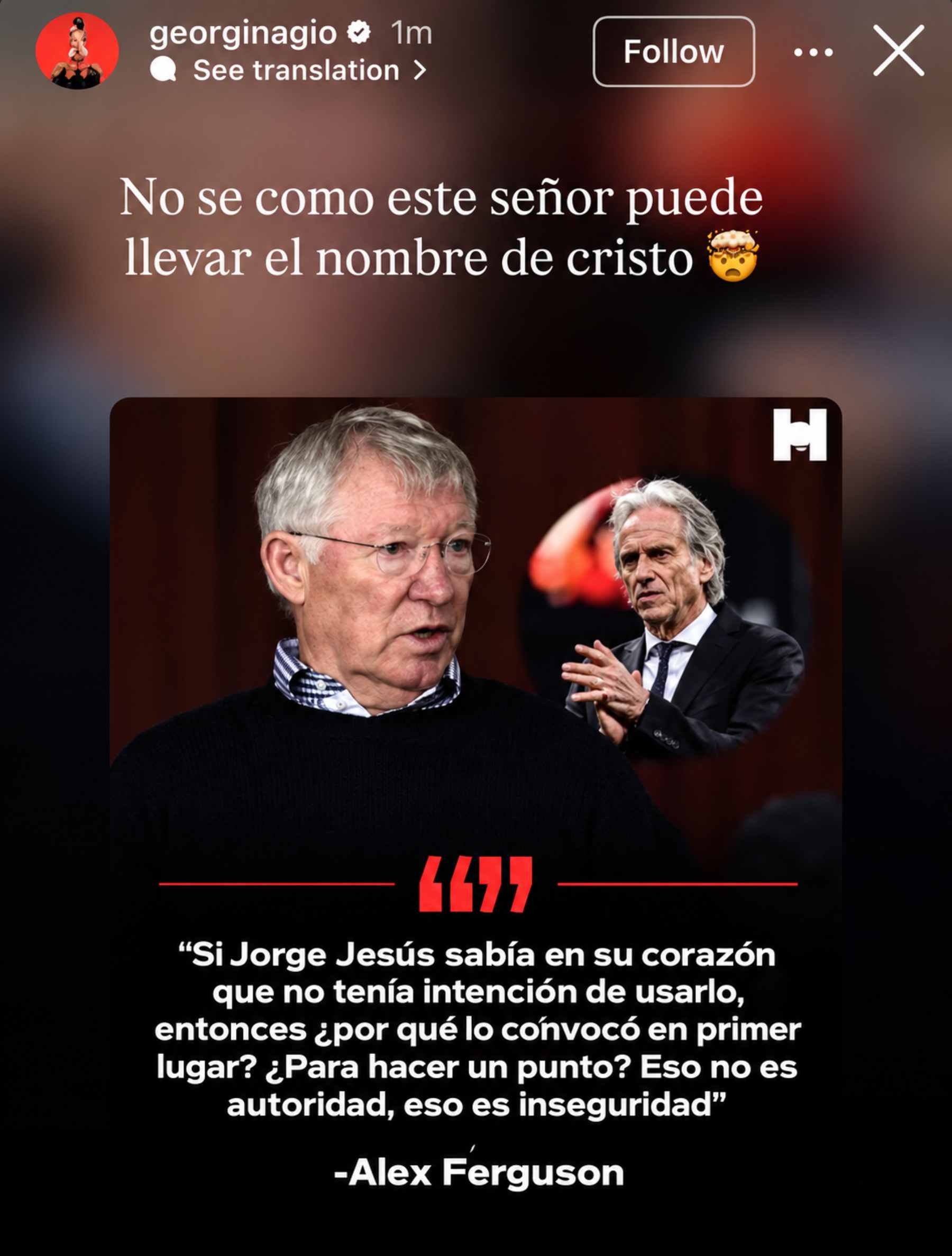 Historia de Instagram de Georgina Rodr&iacute;guez. (Foto: RRSS)